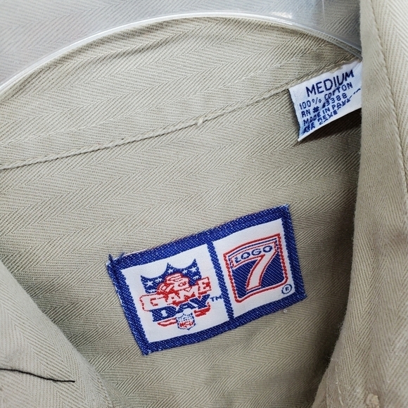 Vtg Logo 7 Packers Shirt Men M LS Button Down Khaki Beige Game Day Green Bay Y2K - Picture 14 of 16